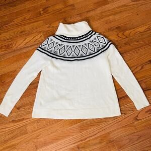 Old Navy Fair Isle Turtleneck Sweater White Black Size S